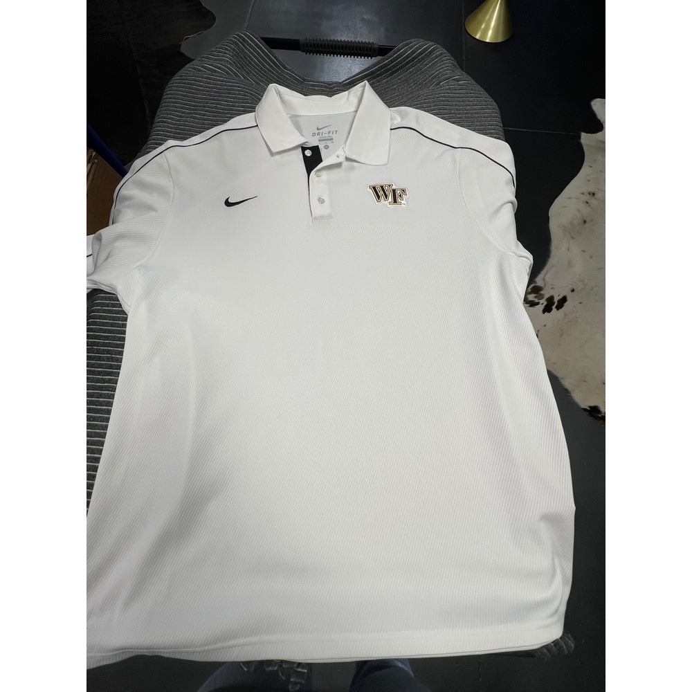 Nike Dri-FIT Wake Forest Demon Deacons Polo Shirt Mens XL White Short‎ Sleeve